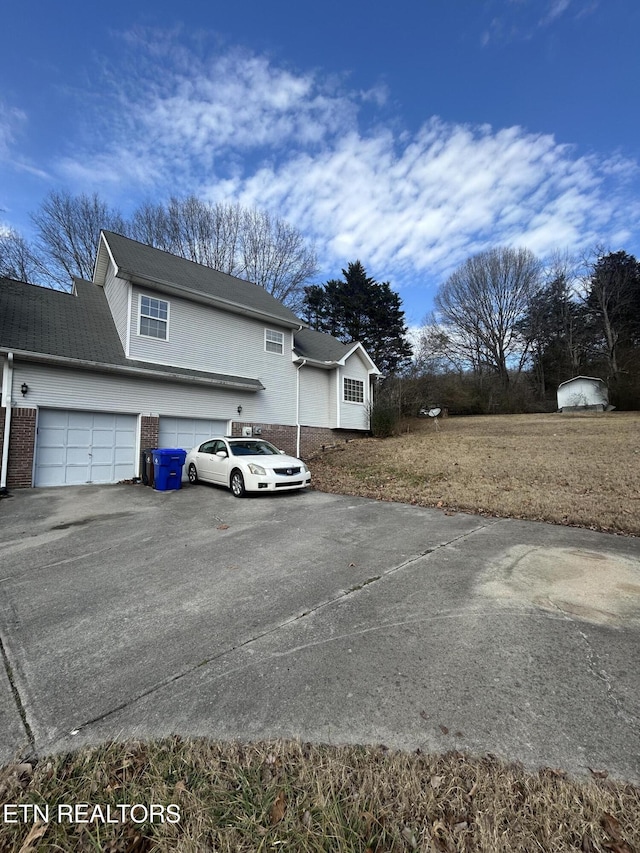 view of front of property with a garage