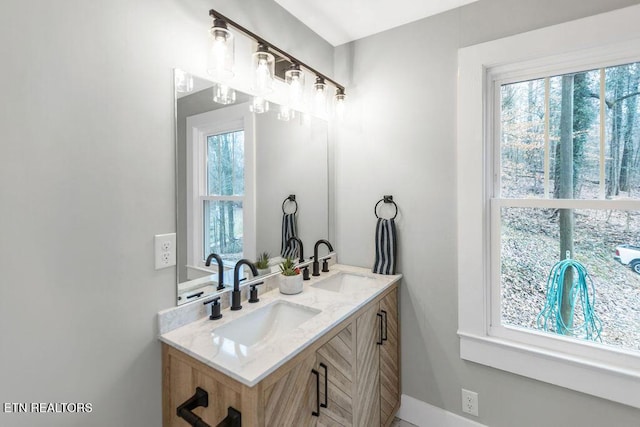 bathroom featuring vanity and a wealth of natural light