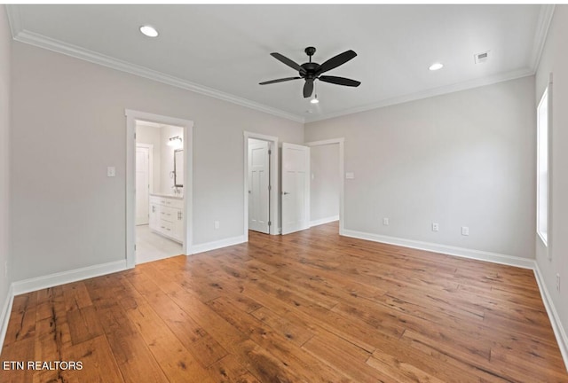 295 Caulderwood Ln, Lenoir City, TN 37771 - unfurnished bedroom featuring ornamental molding, hardwood / wood-style flooring, baseboards, and visible vents