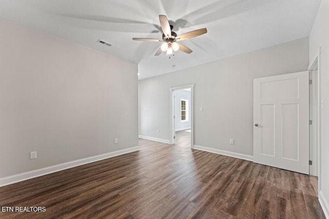 295 Caulderwood Ln, Lenoir City, TN 37771 - unfurnished room with dark wood-style floors, visible vents, ceiling fan, and baseboards