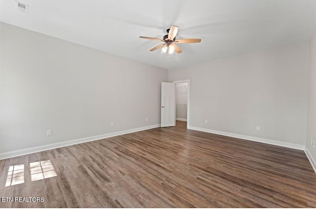 295 Caulderwood Ln, Lenoir City, TN 37771 - spare room featuring baseboards, visible vents, a ceiling fan, and wood finished floors