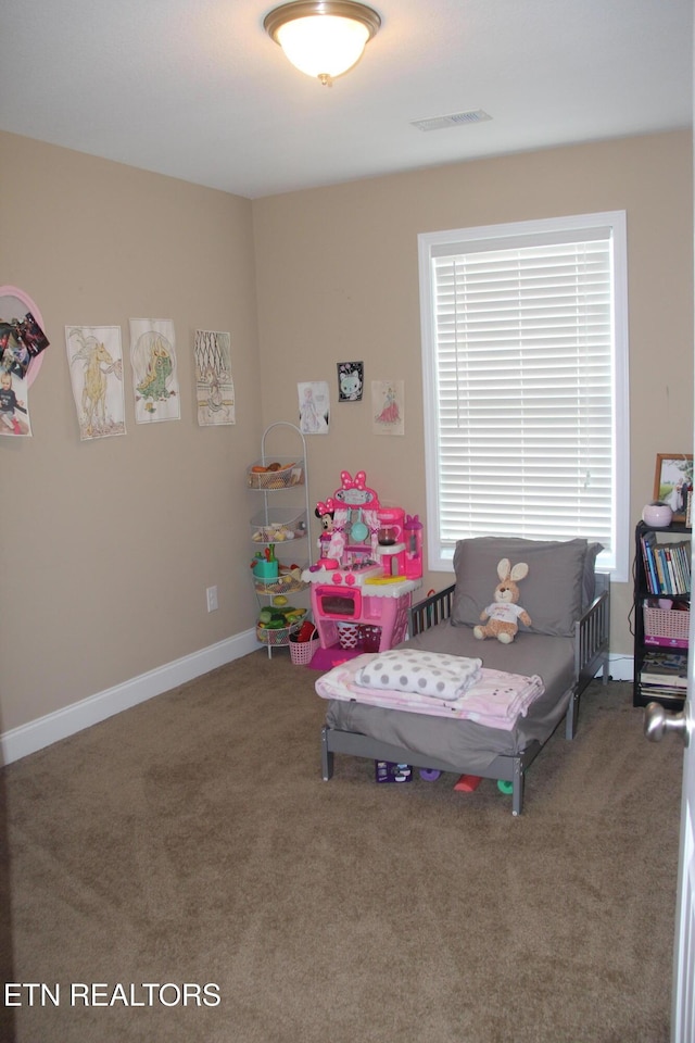 bedroom with carpet