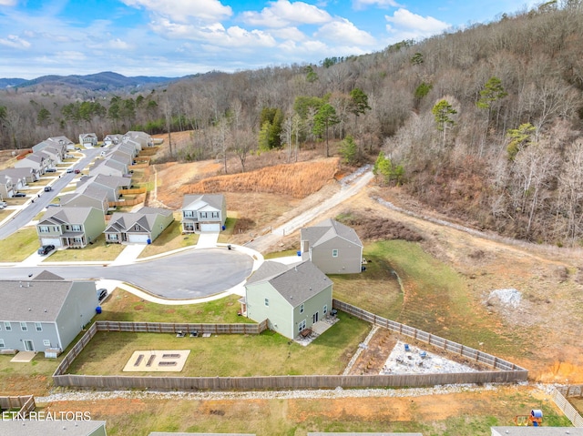 aerial view with a mountain view