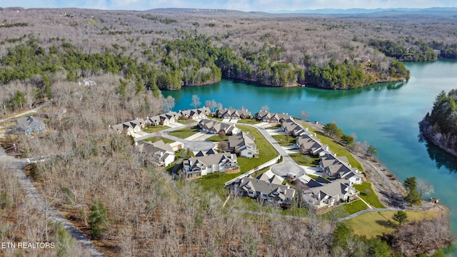 bird's eye view with a forest view, a residential view, and a water view