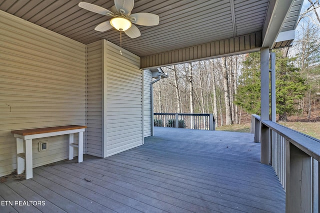 deck featuring a ceiling fan