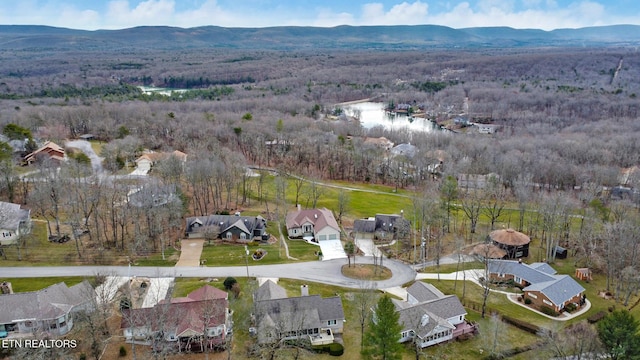 bird's eye view with a mountain view