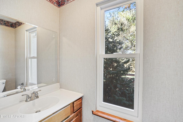 bathroom with vanity and toilet