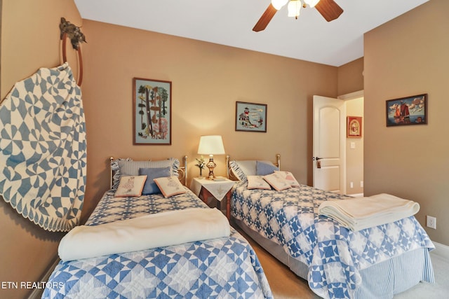 bedroom featuring ceiling fan