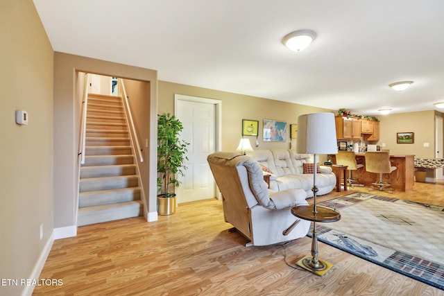 living room featuring light wood-type flooring