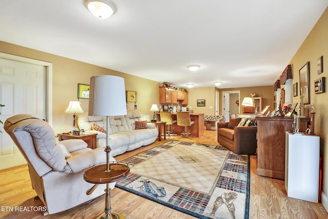 living room featuring light wood-type flooring