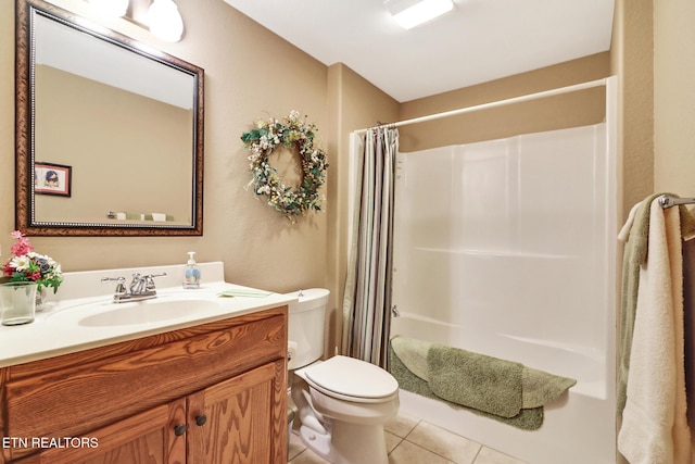 bathroom with tile patterned floors, toilet, and vanity