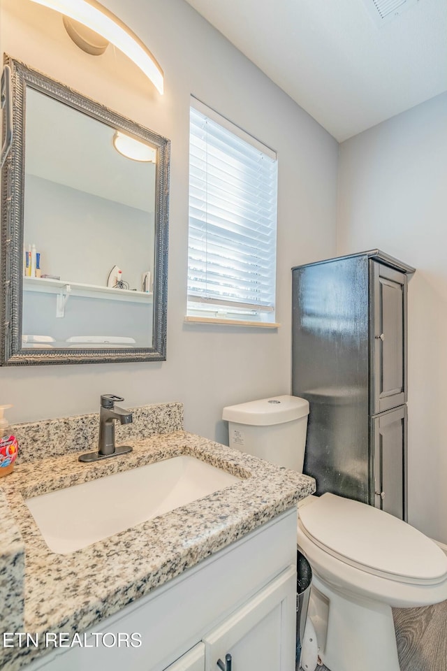 bathroom with vanity and toilet