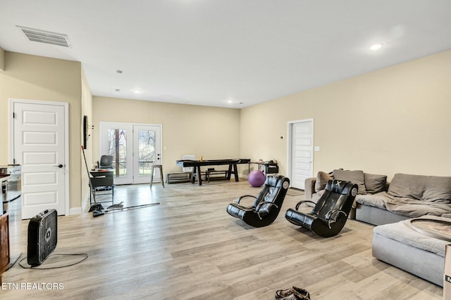 living room with light wood-type flooring