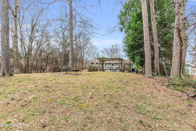 view of yard featuring a deck