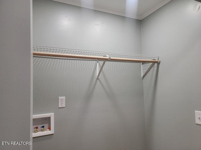 laundry room with ornamental molding and washer hookup