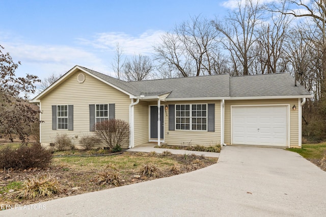 single story home with a garage