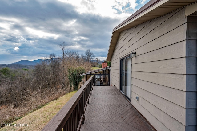 deck featuring a mountain view