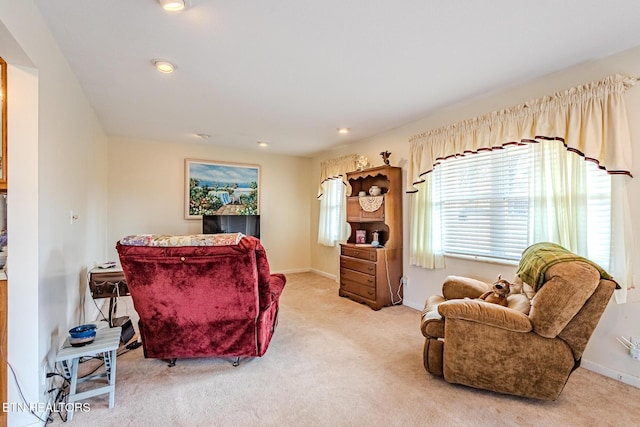 living room featuring carpet flooring