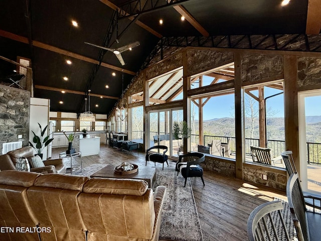 550 Steer Creek Rd, Tellico Plains, TN 37385 - sunroom with a mountain view and vaulted ceiling