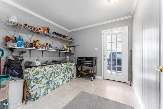 interior space with crown molding