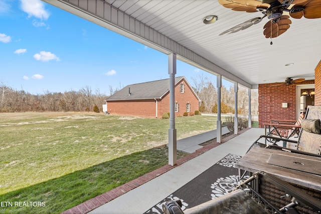 view of patio / terrace with ceiling fan