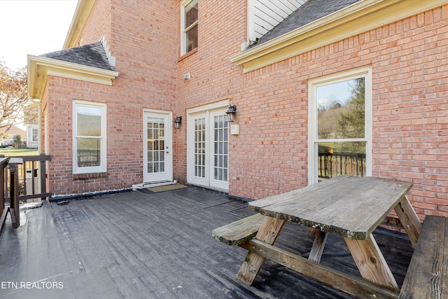 wooden deck with french doors