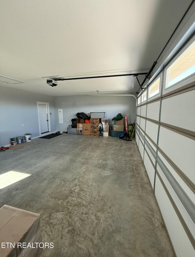 garage with a garage door opener