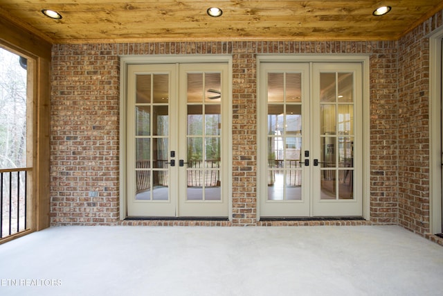 doorway to property with french doors