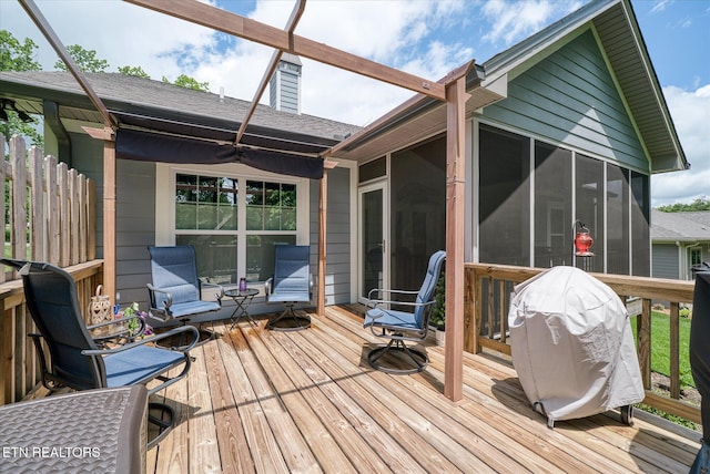 197 Cappshire Rd, Crossville, TN 38558 - wooden terrace with a sunroom and ceiling fan