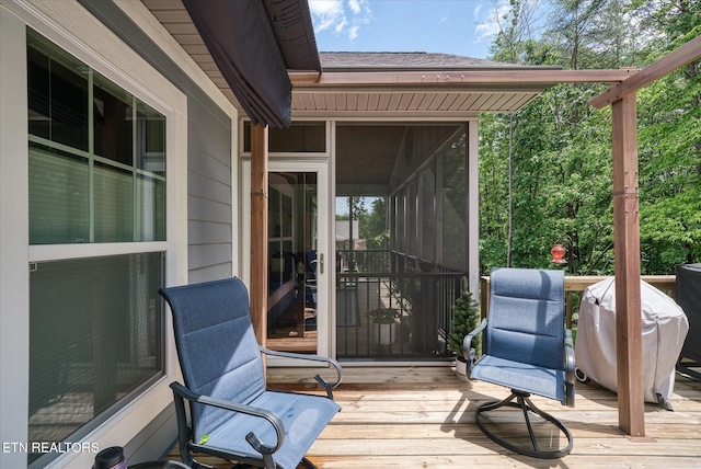 197 Cappshire Rd, Crossville, TN 38558 - wooden terrace featuring a sunroom and grilling area