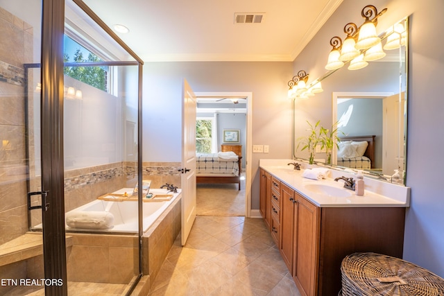 ensuite bathroom with visible vents, ensuite bath, and a sink