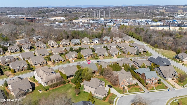 aerial view with a residential view