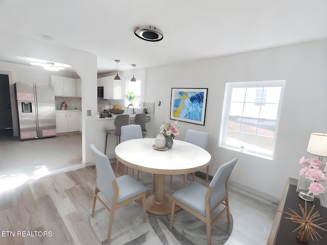 dining area featuring light hardwood / wood-style flooring