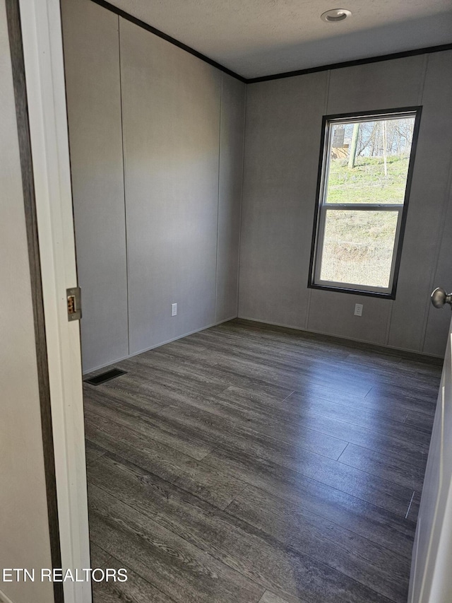 spare room featuring dark wood-type flooring