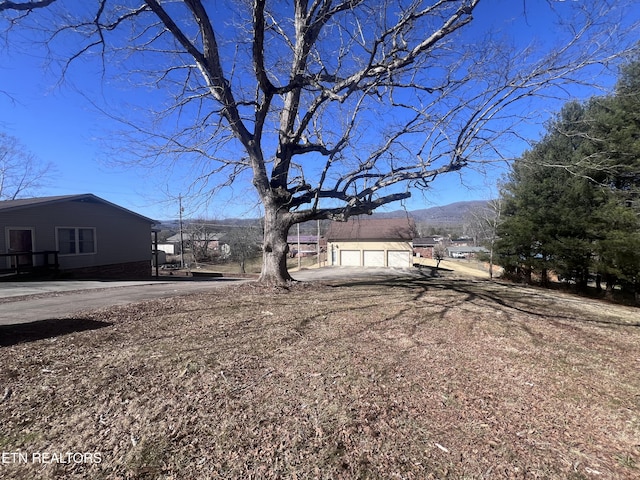 view of yard featuring a mountain view