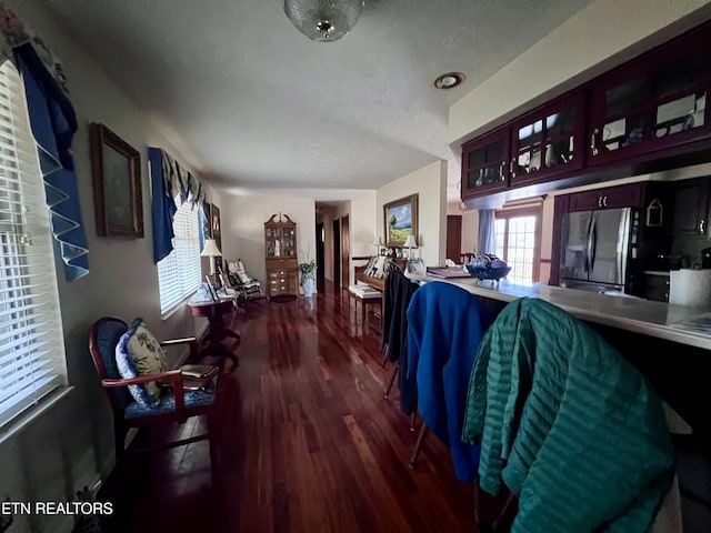 living room featuring dark hardwood / wood-style flooring