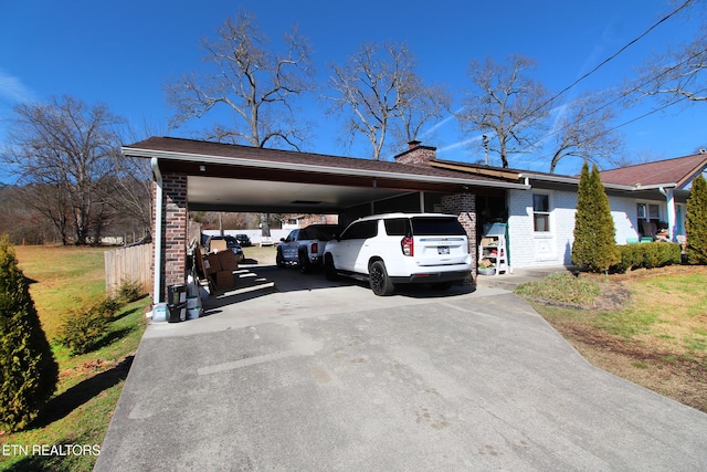 exterior space featuring a carport