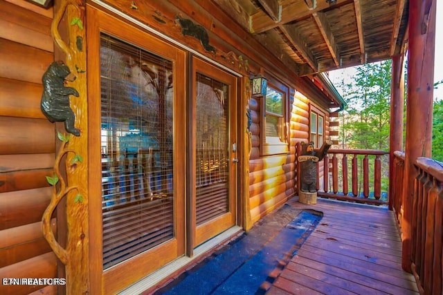 deck with covered porch