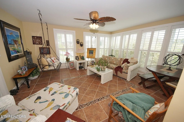 3413 Commodore Pt, Knoxville, TN 37922 - tiled living room featuring ceiling fan