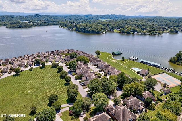 3413 Commodore Pt, Knoxville, TN 37922 - aerial perspective of suburban area with a large body of water and a forest