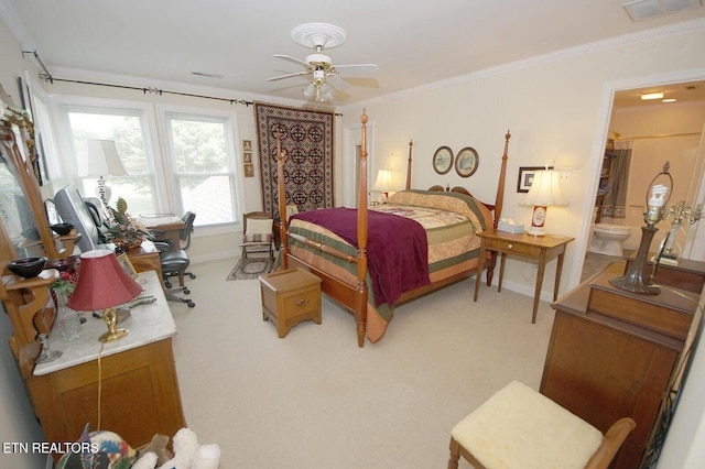 3413 Commodore Pt, Knoxville, TN 37922 - bedroom featuring ornamental molding, baseboards, light carpet, and ensuite bathroom