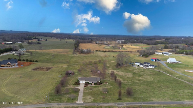 birds eye view of property with a rural view