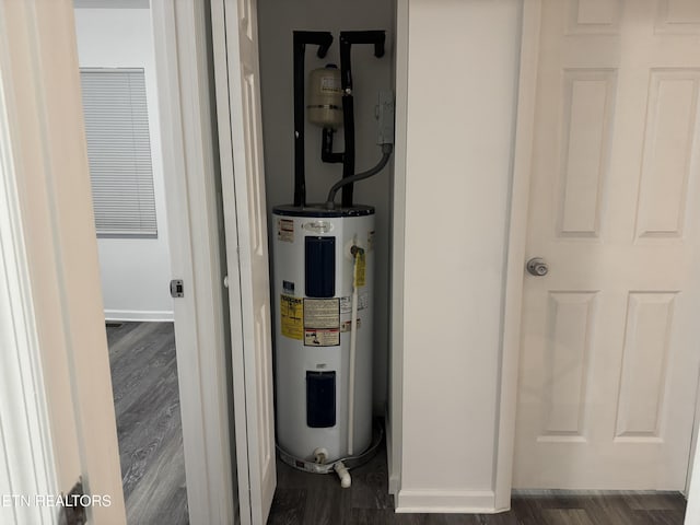 utility room featuring water heater