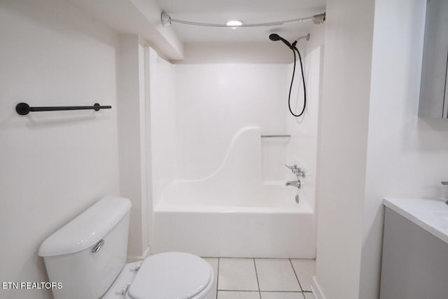 full bathroom featuring tile patterned flooring, vanity, shower / bathing tub combination, and toilet