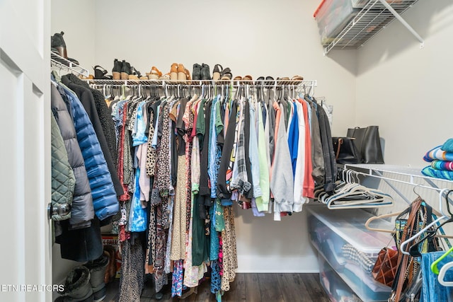 walk in closet featuring wood-type flooring