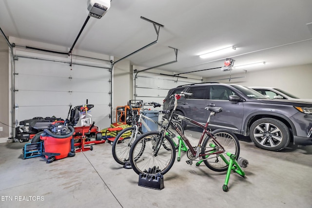 garage with a garage door opener