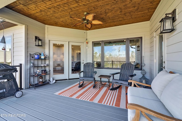 deck featuring ceiling fan