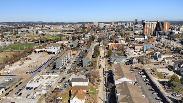 drone / aerial view with a view of city