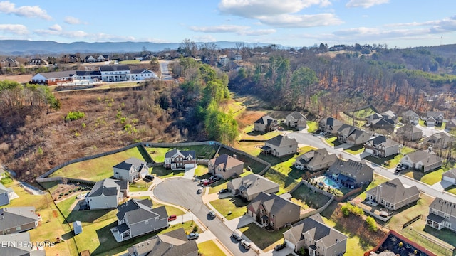 birds eye view of property featuring a mountain view