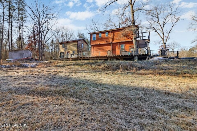 exterior space featuring a wooden deck